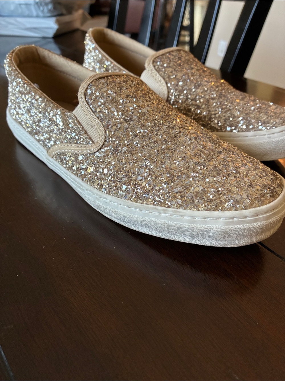 Old Navy Gold Glitter Slip-On Sneakers